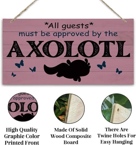 Axolotl Sign, Rustic Door Sign, Novelty Door Gate Hanger, Decorative Wall Plaque, Front Door Wall Decor for Porch, Axolotl Lover Home Decor, All Guests Must Be Approved By the Axolotl Sign in Kuwait