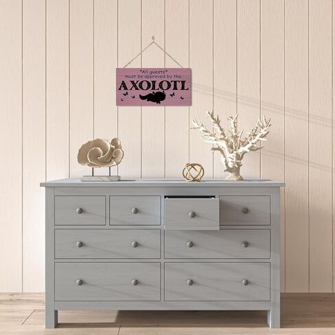 Axolotl Sign, Rustic Door Sign, Novelty Door Gate Hanger, Decorative Wall Plaque, Front Door Wall Decor for Porch, Axolotl Lover Home Decor, All Guests Must Be Approved By the Axolotl Sign in Kuwait