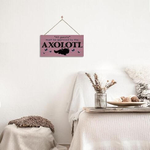 Axolotl Sign, Rustic Door Sign, Novelty Door Gate Hanger, Decorative Wall Plaque, Front Door Wall Decor for Porch, Axolotl Lover Home Decor, All Guests Must Be Approved By the Axolotl Sign in Kuwait