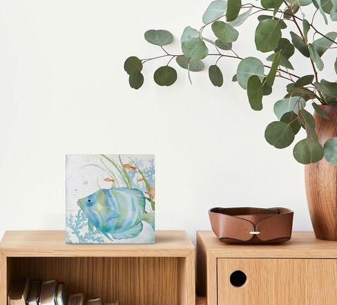 Mtrgdn Summer Decor,Watercolor Ocean Starfish Seashell Coral Beach Wood Signs Home Decor,Beach Desk Decor, Beach Beachy Room Decor Aesthetic,Coastal Beach House Decor,Beach Signs Tiered Tray Decor 5x5 in Saudi Arabia