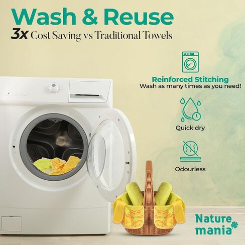 24 Reusable Paper Towels - Paperless Paper Towels made with Super-Soft, Pure Absorbent 100% Cotton, Washable Paper Towel Set for Kitchen, Eco Friendly Cloth Paper Towels LIMITED SUNSHINE SERIES in Saudi Arabia