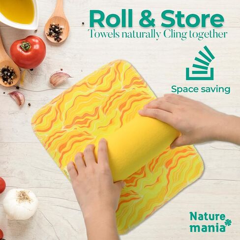 24 Reusable Paper Towels - Paperless Paper Towels made with Super-Soft, Pure Absorbent 100% Cotton, Washable Paper Towel Set for Kitchen, Eco Friendly Cloth Paper Towels LIMITED SUNSHINE SERIES in Saudi Arabia