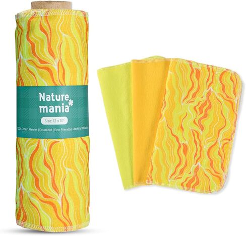 24 Reusable Paper Towels - Paperless Paper Towels made with Super-Soft, Pure Absorbent 100% Cotton, Washable Paper Towel Set for Kitchen, Eco Friendly Cloth Paper Towels LIMITED SUNSHINE SERIES in Saudi Arabia