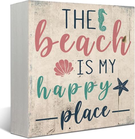 Mtrgdn Summer Decor,Watercolor Ocean Starfish Seashell Coral Beach Wood Signs Home Decor,Beach Desk Decor, Beach Beachy Room Decor Aesthetic,Coastal Beach House Decor,Beach Signs Tiered Tray Decor 5x5 in Saudi Arabia