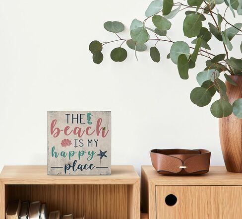 Mtrgdn Summer Decor,Watercolor Ocean Starfish Seashell Coral Beach Wood Signs Home Decor,Beach Desk Decor, Beach Beachy Room Decor Aesthetic,Coastal Beach House Decor,Beach Signs Tiered Tray Decor 5x5 in Saudi Arabia