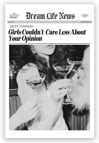 Retro Black and White Newspaper Wall Art Trendy Cocktail Girly Bar Cart Decor Prints Posters Vintage Photos Suitable for Home Bar Bedroom Wall Decor 8x12inch Unframed in Saudi Arabia