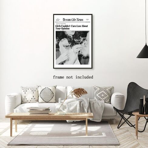 Retro Black and White Newspaper Wall Art Trendy Cocktail Girly Bar Cart Decor Prints Posters Vintage Photos Suitable for Home Bar Bedroom Wall Decor 8x12inch Unframed in Saudi Arabia