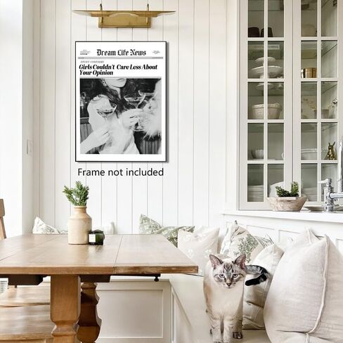 Retro Black and White Newspaper Wall Art Trendy Cocktail Girly Bar Cart Decor Prints Posters Vintage Photos Suitable for Home Bar Bedroom Wall Decor 8x12inch Unframed in Saudi Arabia