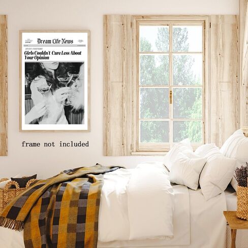 Retro Black and White Newspaper Wall Art Trendy Cocktail Girly Bar Cart Decor Prints Posters Vintage Photos Suitable for Home Bar Bedroom Wall Decor 8x12inch Unframed in Saudi Arabia