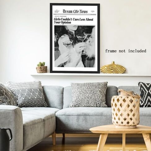 Retro Black and White Newspaper Wall Art Trendy Cocktail Girly Bar Cart Decor Prints Posters Vintage Photos Suitable for Home Bar Bedroom Wall Decor 8x12inch Unframed in Saudi Arabia