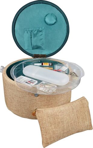 SINGER Large Premium Round Sewing Basket Paisley Floral Print with Matching Zipper Pouch in Kuwait