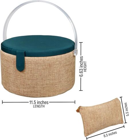 SINGER Large Premium Round Sewing Basket Paisley Floral Print with Matching Zipper Pouch in Kuwait