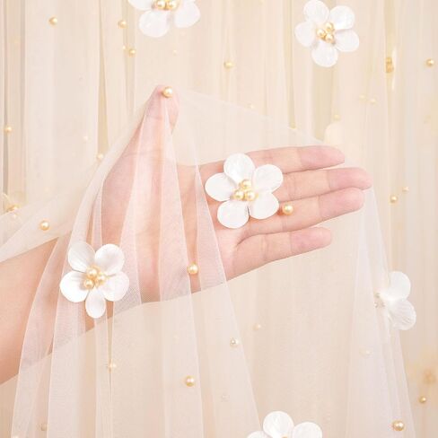 LuoluoHouse Pearl Table Runner Wedding: 3 Pieces White Lace Table Cloth Flower Decor Tulle Fabric for Chiffon Birthday Party Table Decor 60x120 Inch in Saudi Arabia