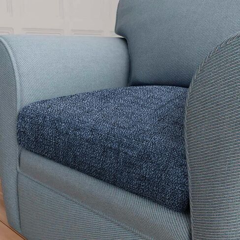 PAULATO BY GA.I.CO. Couch Cushion Cover - Sofa Cushion Cover - T-Cushion & Box Cushion Slipcover - Replacement Sofa Cushion Protector - Stretch Seating Cover - Microfibra Print - Venezia Blue in Kuwait