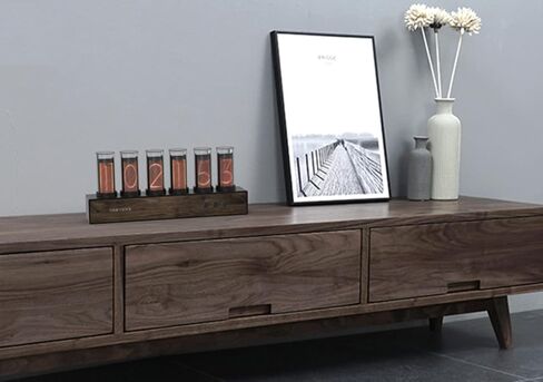 ساعة رقمية على شكل أنبوب Nixie لمحاكاة إبداعية، تقويم إلكتروني 6 بت LCD تصميم مغناطيسي بألوان متغيرة، ديكور مكتب عتيق عتيق، أفضل هدية لصديقك، بني in Kuwait