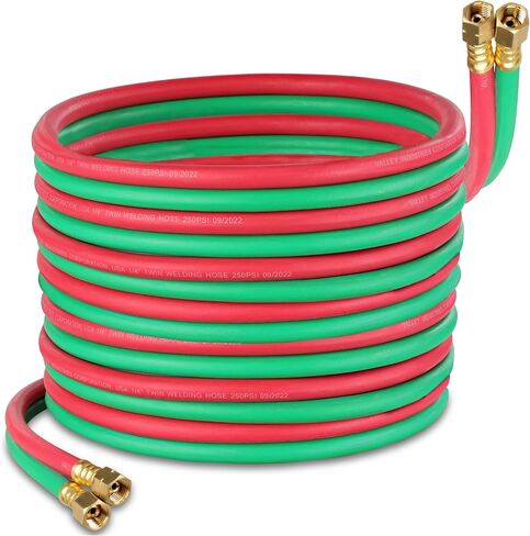 ABN Oxy Acetylene Hose, 50 Foot x 1/4 Inch - B Fitting Twin Cutting Torch Hose for Welding in Kuwait