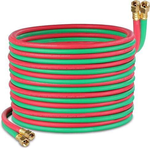 ABN Oxy Acetylene Hose, 50 Foot x 1/4 Inch - B Fitting Twin Cutting Torch Hose for Welding in Kuwait