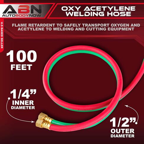 ABN Oxy Acetylene Hose, 50 Foot x 1/4 Inch - B Fitting Twin Cutting Torch Hose for Welding in Kuwait