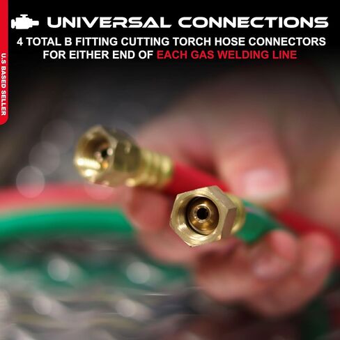 ABN Oxy Acetylene Hose, 50 Foot x 1/4 Inch - B Fitting Twin Cutting Torch Hose for Welding in Kuwait