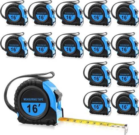 15 Pieces Measuring Tape 16 Ft/ 5 M Self Lock Retractable Measuring Tape Easy Read Tape Measure with Fractions 1/8 Small Tape Measure with Pause Buttons for Engineer Crafter (Blue) in Saudi Arabia