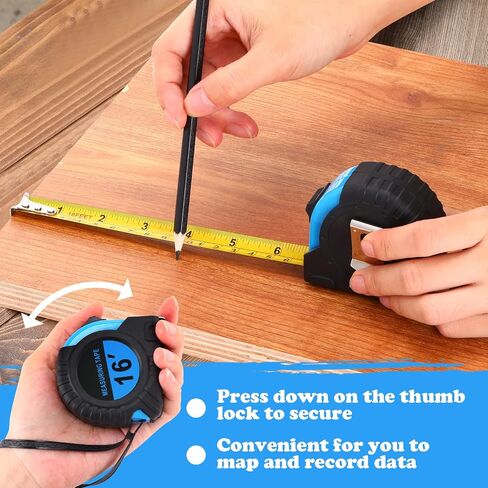15 Pieces Measuring Tape 16 Ft/ 5 M Self Lock Retractable Measuring Tape Easy Read Tape Measure with Fractions 1/8 Small Tape Measure with Pause Buttons for Engineer Crafter (Blue) in Saudi Arabia