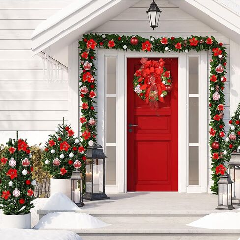 49 Pcs Christmas Tree Decoration Set Christmas Tree Topper Bow 24 Pcs Christmas Glitter Artificial Poinsettia Flowers 24 Pcs 2.36 Inch Christmas Ball Ornaments for Xmas Wedding Birthday (Blue) in Saudi Arabia