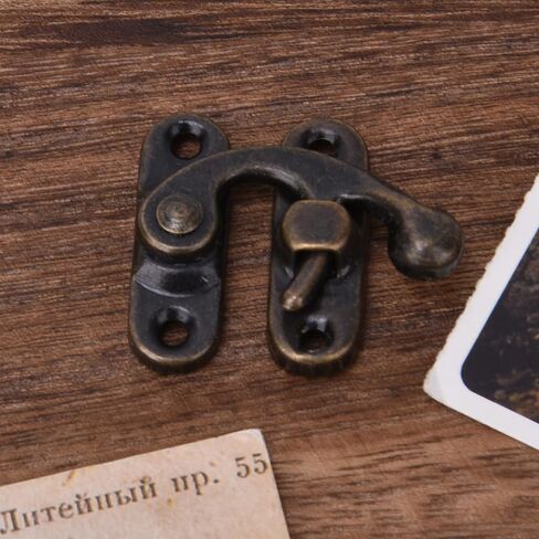 30Pcs Small Box Hasps, Antique Right Hook Hasp Retro Iron Hook Hasp for Jewelry Gift Boxes with 120pcs Replacement Screws(Bronze Right Hook Hasp) in Saudi Arabia
