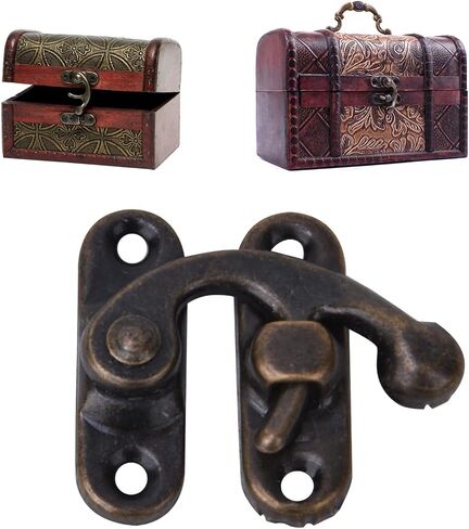 30Pcs Small Box Hasps, Antique Right Hook Hasp Retro Iron Hook Hasp for Jewelry Gift Boxes with 120pcs Replacement Screws(Bronze Right Hook Hasp) in Saudi Arabia