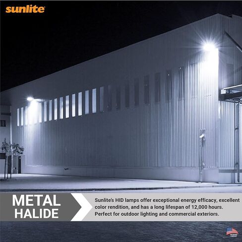 مصباح هاليد معدني Sunlite 03663 MH400/U/MOG M59، 400 واط، قاعدة موغول (E39)، ED37، عمر افتراضي يصل إلى 12,000 ساعة، 36000 لومن، لمسة نهائية شفافة، 4000 كلفن in Kuwait
