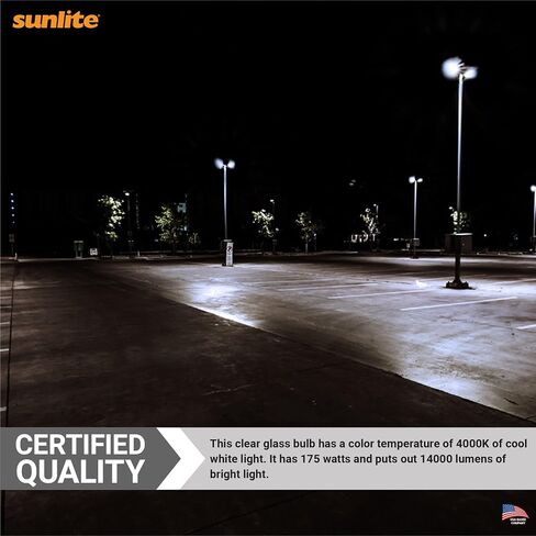 مصباح هاليد معدني Sunlite 03663 MH400/U/MOG M59، 400 واط، قاعدة موغول (E39)، ED37، عمر افتراضي يصل إلى 12,000 ساعة، 36000 لومن، لمسة نهائية شفافة، 4000 كلفن in Kuwait