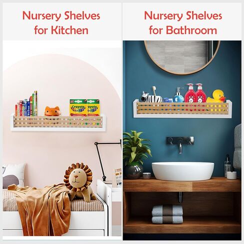 Kids Bookshelf for Wall - Heavy Duty 22 Inches Long Nursery Shelf for Kids Books and Toys - Nursery Shelves for Wall in Saudi Arabia