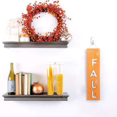 HIGH & MIGHTY 515606 Decorative 18" Floating Shelf Holds up to 15lbs, Easy Tool-Free Dry Wall Installation, Beveled, Retail Packaging, Espresso in Saudi Arabia