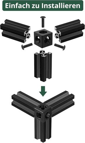 مكعب دعامة زاوية سوداء من JiGiU مقاس 20 × 20 × 20 مم مع براغي ومفتاح ربط لفتحة 6 مم من الألومنيوم لسلسلة 2020، ملحقات الطابعة ثلاثية الأبعاد (8 قطع) in Kuwait
