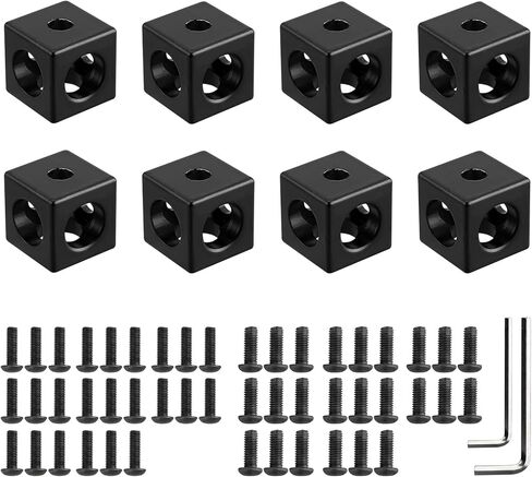 مكعب دعامة زاوية سوداء من JiGiU مقاس 20 × 20 × 20 مم مع براغي ومفتاح ربط لفتحة 6 مم من الألومنيوم لسلسلة 2020، ملحقات الطابعة ثلاثية الأبعاد (8 قطع) in Kuwait