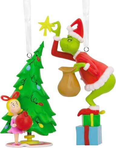 Hallmark Dr. Seuss's How the Grinch Stole Christmas! Cindy-Lou Who and Grinch Ornaments, Set of 2 in Saudi Arabia