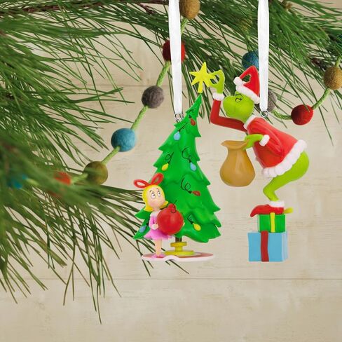 Hallmark Dr. Seuss's How the Grinch Stole Christmas! Cindy-Lou Who and Grinch Ornaments, Set of 2 in Saudi Arabia