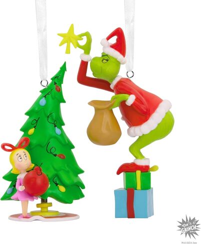 Hallmark Dr. Seuss's How the Grinch Stole Christmas! Cindy-Lou Who and Grinch Ornaments, Set of 2 in Saudi Arabia