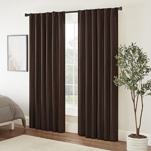 ECLIPSE Fresno Modern Blackout Thermal Rod Pocket Window Curtain for Bedroom (1 Panel), 52" x 95", Black in Saudi Arabia
