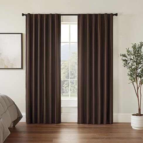 ECLIPSE Fresno Modern Blackout Thermal Rod Pocket Window Curtain for Bedroom (1 Panel), 52" x 95", Black in Saudi Arabia