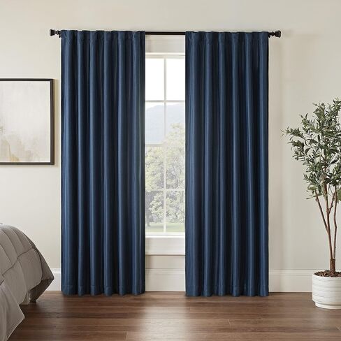 ECLIPSE Fresno Modern Blackout Thermal Rod Pocket Window Curtain for Bedroom (1 Panel), 52" x 95", Black in Saudi Arabia