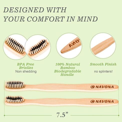 30 قطعة من فرشاة أسنان الخيزران القابلة للتحلل البيولوجي (ناعمة + متوسطة)، مجموعة فرش أسنان من الخشب الطبيعي، صديقة للبيئة، خالية من البيسفينول أ، خشب فحمي قابل للتحلل البيولوجي وقابل للتحلل - صندوق من فرشتي أسنان للسفر قابلة لإعادة الاستخدام in Kuwait