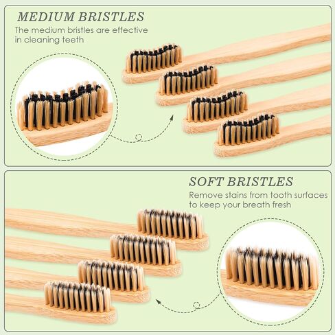 30 قطعة من فرشاة أسنان الخيزران القابلة للتحلل البيولوجي (ناعمة + متوسطة)، مجموعة فرش أسنان من الخشب الطبيعي، صديقة للبيئة، خالية من البيسفينول أ، خشب فحمي قابل للتحلل البيولوجي وقابل للتحلل - صندوق من فرشتي أسنان للسفر قابلة لإعادة الاستخدام in Kuwait