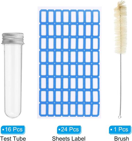 PATIKIL 30ml Test Tubes Set, 24pcs 4.3x1" Plastic Clear Round Bottom Test Tube Containers with Labels for Bead Party Candy Bath Salt Storage Plant Propagation, Silver Cap in Saudi Arabia