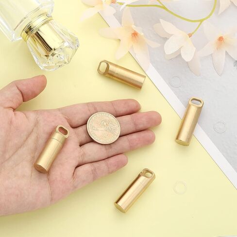 CHGCRAFT 4Pcs 4 Colors Small Brass Cremation Urn Necklace Charms Memorial Urn Ashes Pendants Cremation Column Charms for Ashes Necalace Jewellery Making, Gold Length 38mm in Saudi Arabia