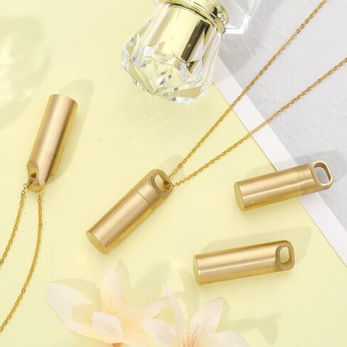 CHGCRAFT 4Pcs 4 Colors Small Brass Cremation Urn Necklace Charms Memorial Urn Ashes Pendants Cremation Column Charms for Ashes Necalace Jewellery Making, Gold Length 38mm in Saudi Arabia