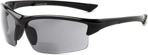Sport & Wrap-Around Bifocal Reading Sunglasses in Glossy Black with Smoke Lenses by Readers.com | The Roster | +1.50 in Saudi Arabia