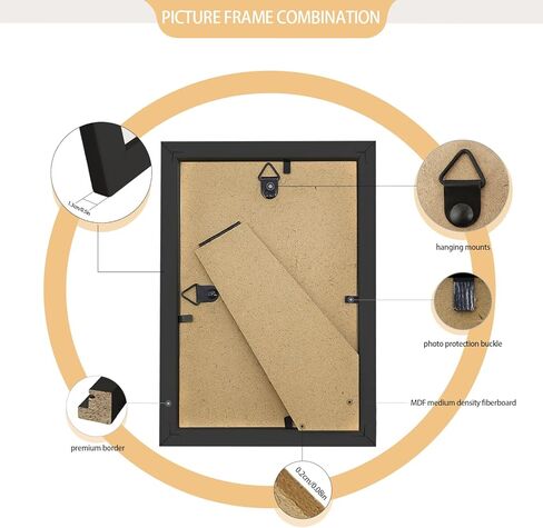 مجموعة من 40 إطار صورة مجمعة لديكور الحائط وإطارات الصور معرض إطار الحائط للعرض على الحائط أو الطاولة، مقاسات متعددة تتضمن 6x8، 5x7، 4x6، 3x5، أسود in Kuwait