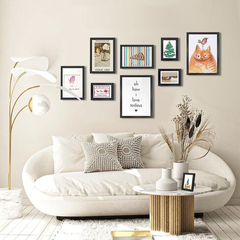 مجموعة من 40 إطار صورة مجمعة لديكور الحائط وإطارات الصور معرض إطار الحائط للعرض على الحائط أو الطاولة، مقاسات متعددة تتضمن 6x8، 5x7، 4x6، 3x5، أسود in Kuwait