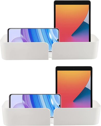 مجموعة Home-X مكونة من منظمي حائط عائمين مع فتحة لشاحن الهاتف، وأرفف لاصقة سهلة التركيب، ومنظمات حائط لجانب السرير أو المطبخ أو المكتب، بطول 25.4 سم × عرض 7.62 سم ​​× ارتفاع 5.08 سم، أبيض in Kuwait