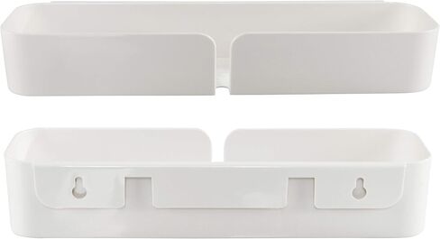 مجموعة Home-X مكونة من منظمي حائط عائمين مع فتحة لشاحن الهاتف، وأرفف لاصقة سهلة التركيب، ومنظمات حائط لجانب السرير أو المطبخ أو المكتب، بطول 25.4 سم × عرض 7.62 سم ​​× ارتفاع 5.08 سم، أبيض in Kuwait